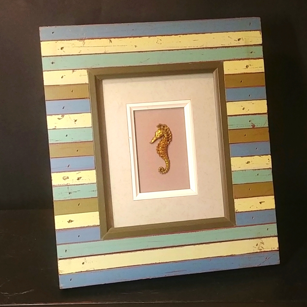Belinda Miley Designs Framed SEAHORSE Image Jeweled w/Swarovski Crystals